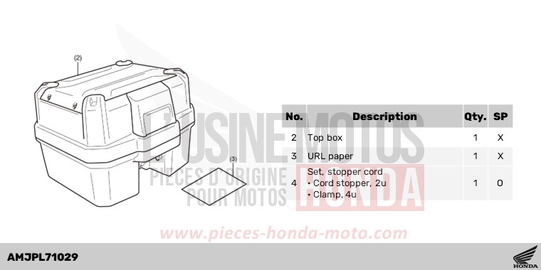 KIT,TOP BOX 38L de Forza 750 MAT BALLISTIC BLACK METALLIC (NHA86) 2024